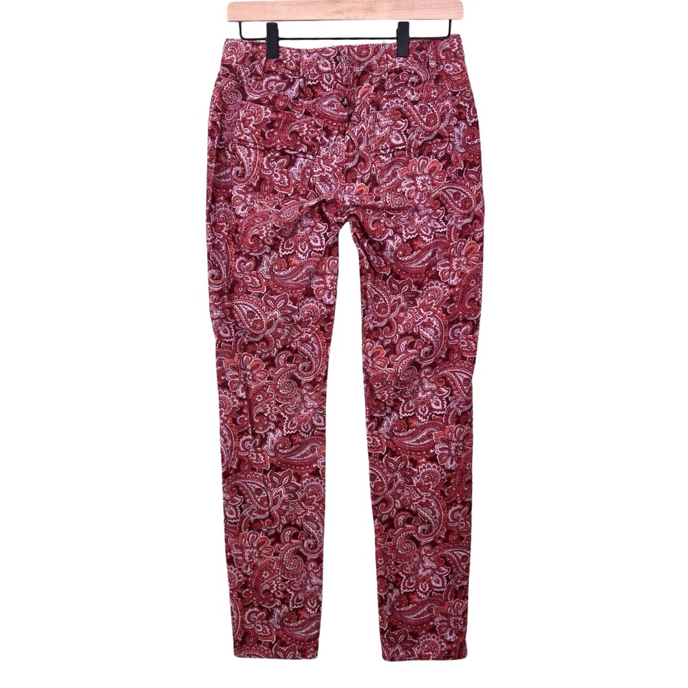 Prana Corduroy Pants Size 6 Maroon Paisley Straight Leg Boho Psychedelic Funky - Picture 4 of 11